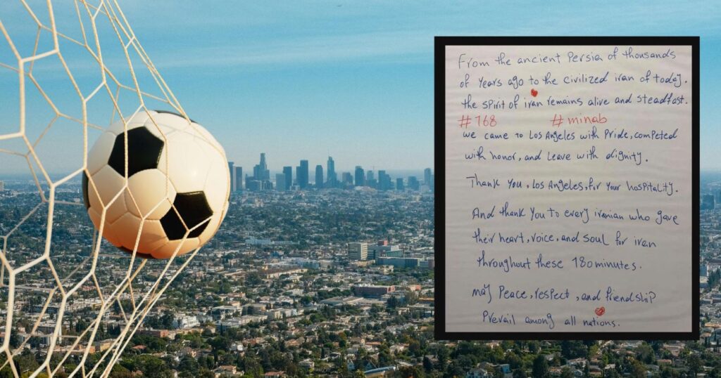 Botschaft der iranischen Mannschaft nach dem Spiel Foto: Canva/Collage