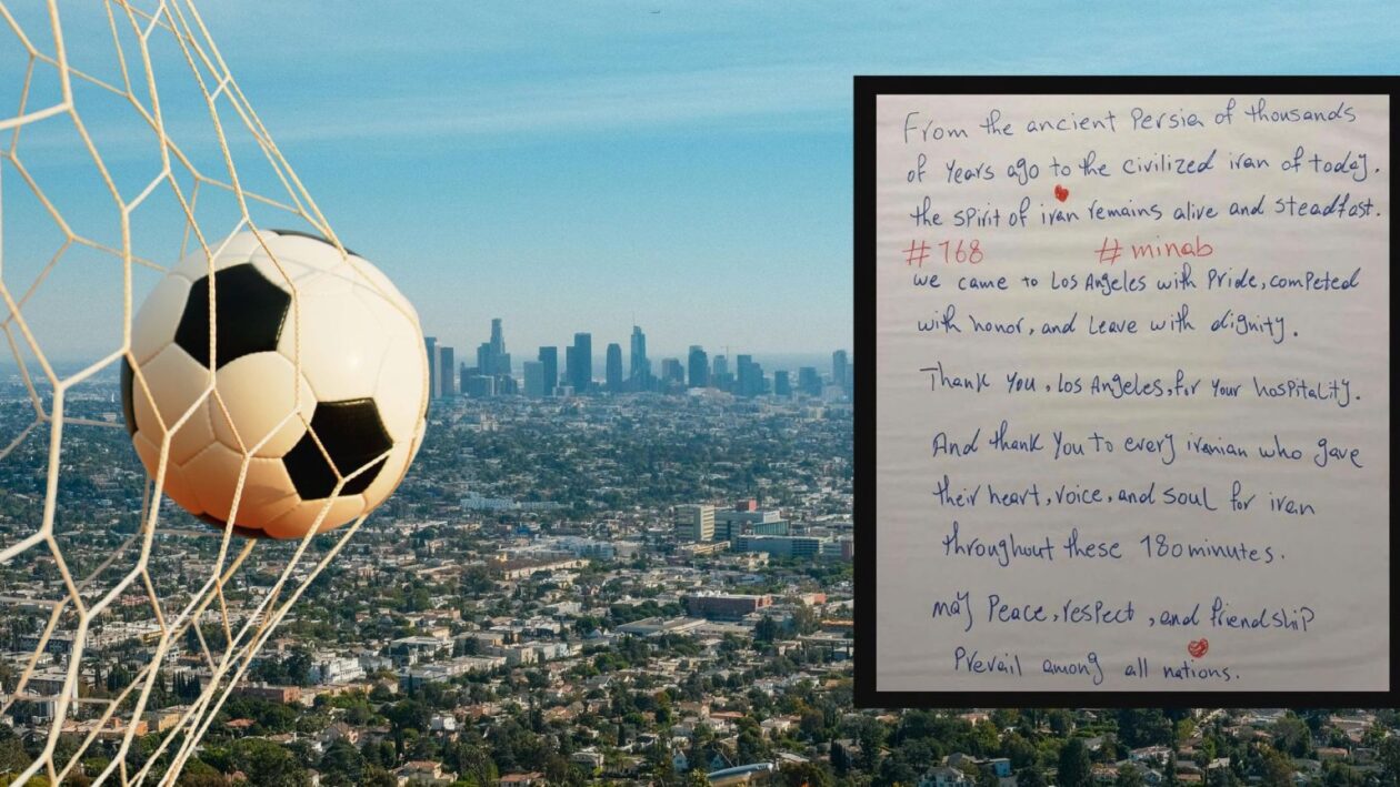 Botschaft der iranischen Mannschaft nach dem Spiel Foto: Canva/Collage