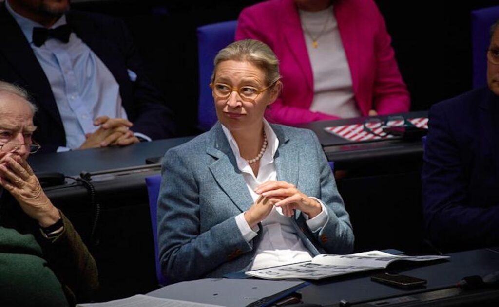 أليس فايدل خلال مشاركتها في الجلسة التأسيسية للبرلمان الألماني "البوندستاغ" (Foto: epd-bild/Christian Ditsch)


