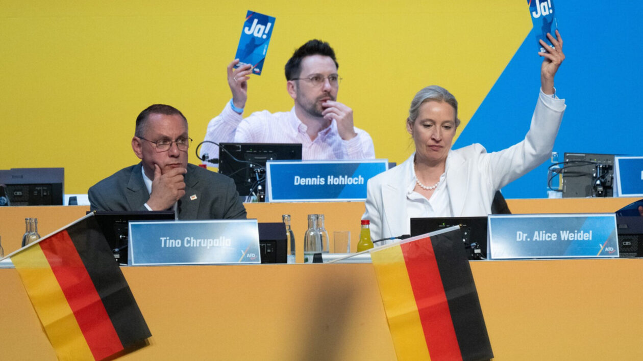 Алісу Вайдель та Тіно Хрупаллу переобрали співкерівниками AfD. Фото - Sebastian Kahnert/dpa