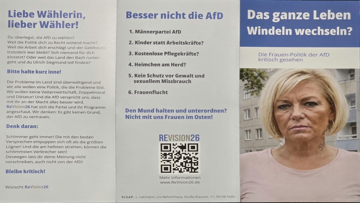 Flyer der Initiative „ReVision26“ in Sachsen-Anhalt © Abdullah Alqaseer
