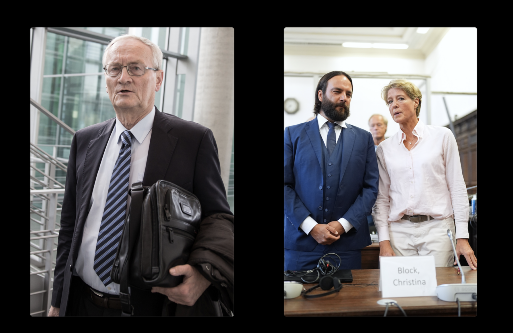 علي اليسار، الرئيس السابق لجهاز الاستخبارات الخارجية الألمانية Foto: Michael  Kappeler/dpa . على اليمين سيدة الأعمال كريستينا بلوك. Foto: Marcus Brandt/dpa Pool/dpa
