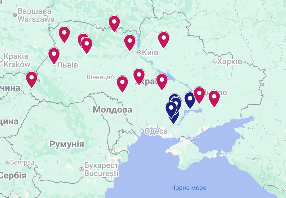 Карта музеїв- учасників проєкту H-Files