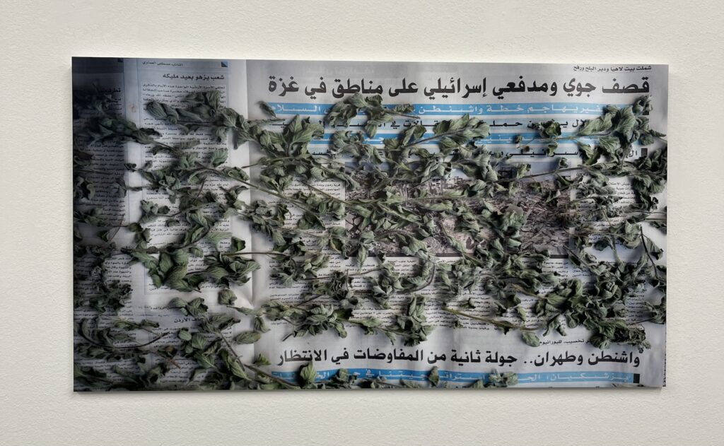 أعمال فوتوغرافية معروضة على جدران المعرض، لمريم جعنيني. © Rita Mahlis/Amal News